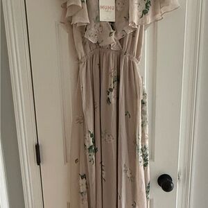Show Me Your MuMu Floral Maxi Dress in Cream and Green